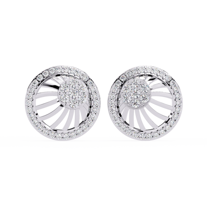Sunburst Radiance – Diamond Fan Disc Earrings in 14K Gold