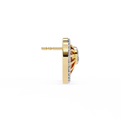 Sunburst Radiance – Diamond Fan Disc Earrings in 14K Gold