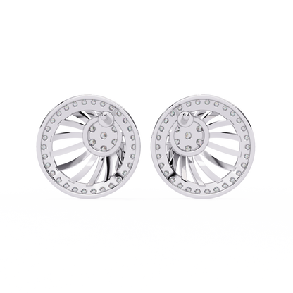 Sunburst Radiance – Diamond Fan Disc Earrings in 14K Gold