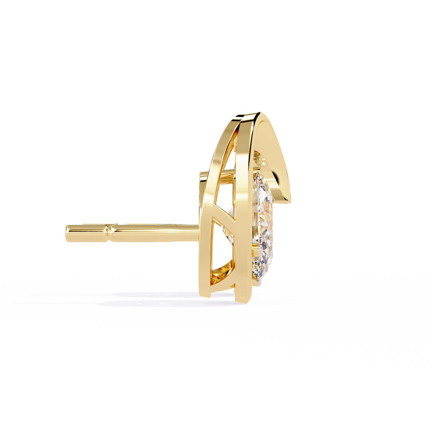 Eclipse Oval – Lab Diamond Stud Earrings with Curved Gold Embrace