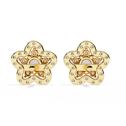 Bloom Cluster – Lab Diamond Floral Stud Earrings in 14K Gold