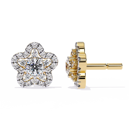 Bloom Cluster – Lab Diamond Floral Stud Earrings in 14K Gold