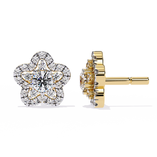 Bloom Cluster – Lab Diamond Floral Stud Earrings in 14K Gold