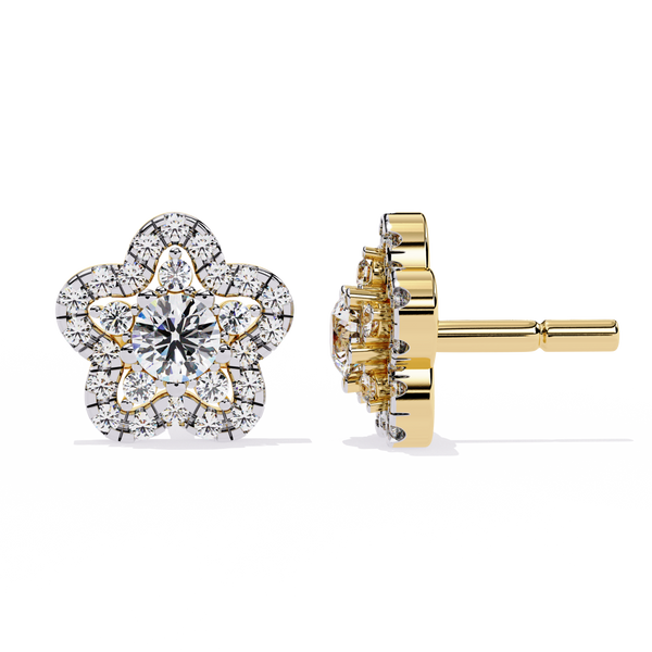 Bloom Cluster – Diamond Floral Stud Earrings in 14K Gold