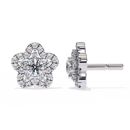 Bloom Cluster – Lab Diamond Floral Stud Earrings in 14K Gold