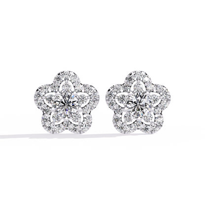 Bloom Cluster – Diamond Floral Stud Earrings in 14K Gold
