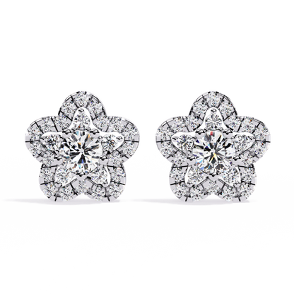 Bloom Cluster – Lab Diamond Floral Stud Earrings in 14K Gold