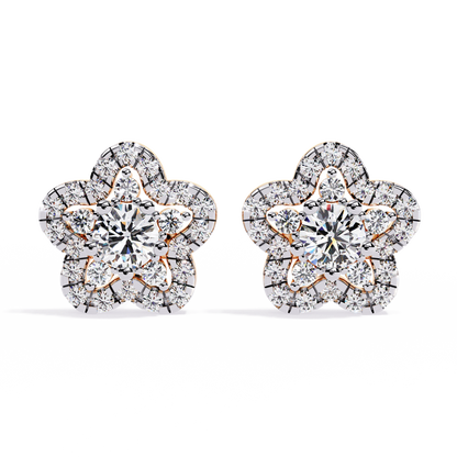 Bloom Cluster – Lab Diamond Floral Stud Earrings in 14K Gold