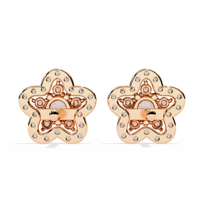 Bloom Cluster – Lab Diamond Floral Stud Earrings in 14K Gold