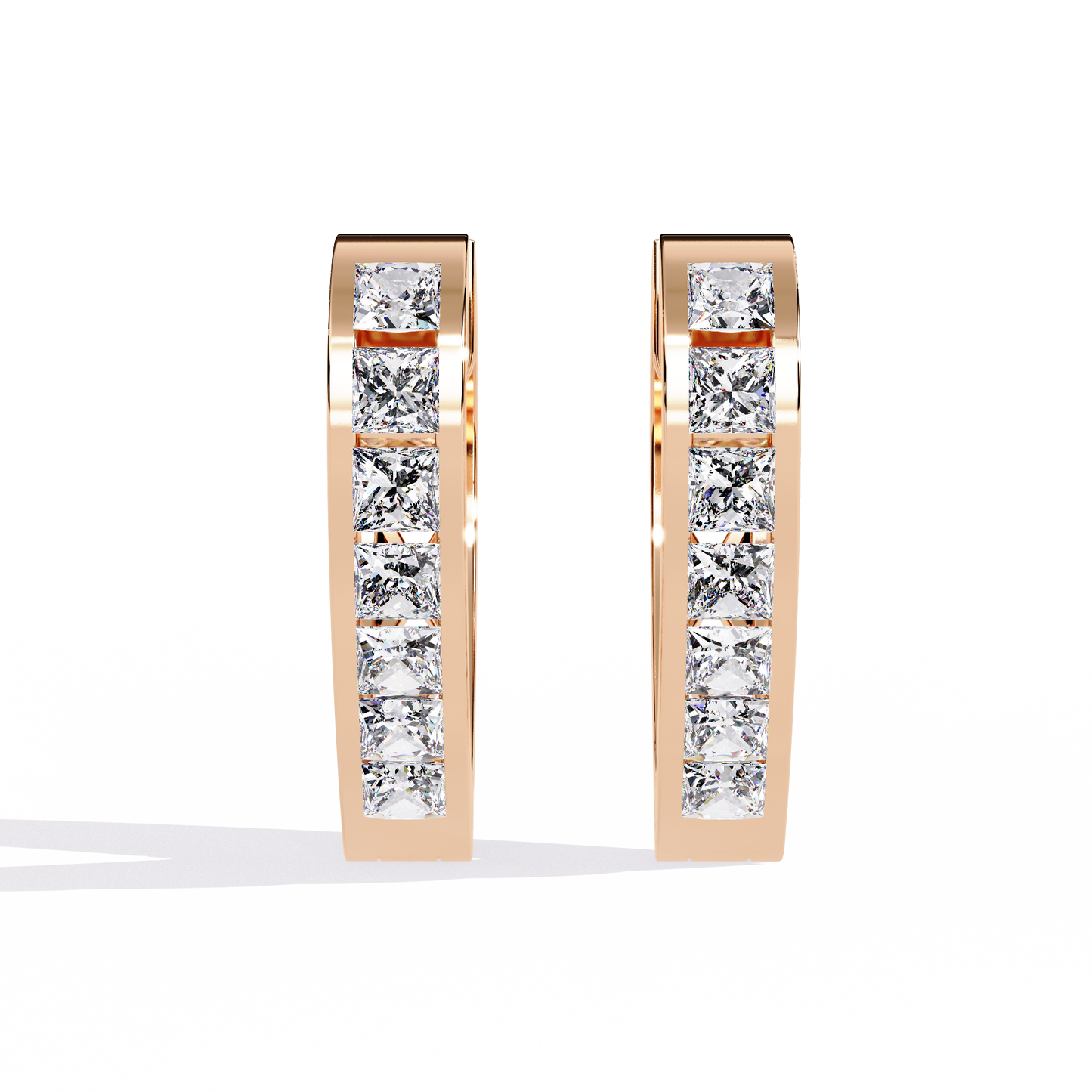Princess Channel – Lab Diamond Huggie Hoop Earrings in 14K Gold