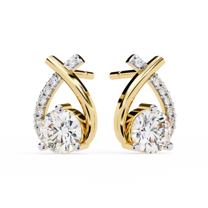 Embrace Curve – Lab Diamond Solitaire Drop Earrings in 14K Gold