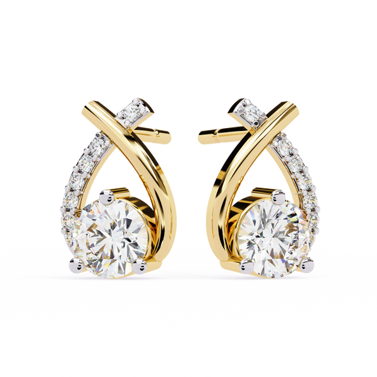 Embrace Curve – Lab Diamond Solitaire Drop Earrings in 14K Gold