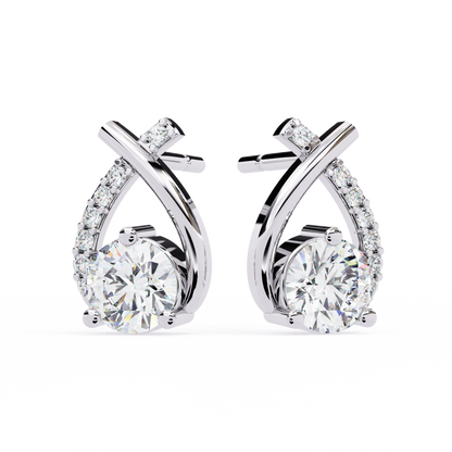 Embrace Curve – Lab Diamond Solitaire Drop Earrings in 14K Gold