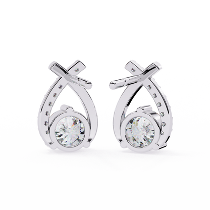 Embrace Curve – Lab Diamond Solitaire Drop Earrings in 14K Gold