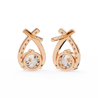 Embrace Curve – Lab Diamond Solitaire Drop Earrings in 14K Gold