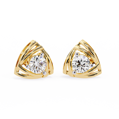 Trinity Wrap – 4.4mm Round Diamond Stud Earrings in 14K Gold