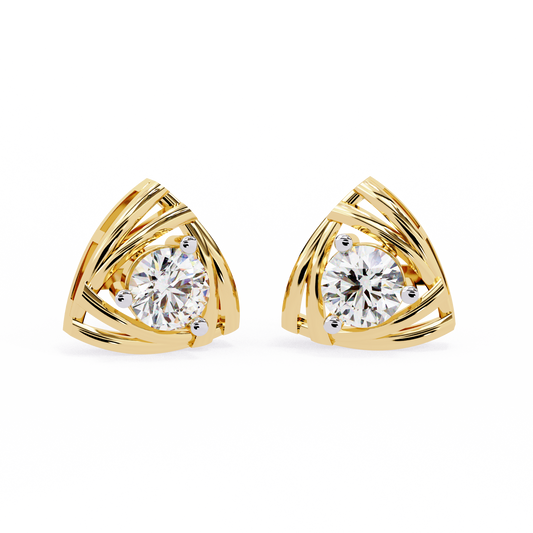 Trinity Wrap – 4.4mm Round Diamond Stud Earrings in 14K Gold