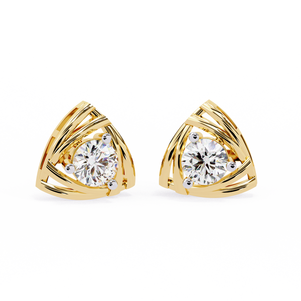 Trinity Wrap – 4.4mm Round Diamond Stud Earrings in 14K Gold