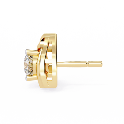 Trinity Wrap – 4.4mm Round Diamond Stud Earrings in 14K Gold