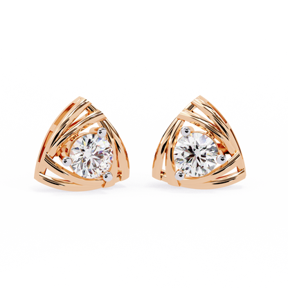 Trinity Wrap – 4.4mm Round Diamond Stud Earrings in 14K Gold