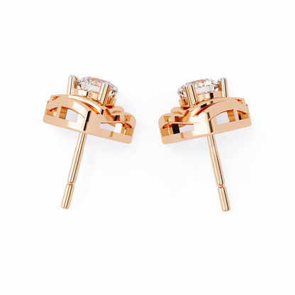 Trinity Wrap – 4.4mm Round Diamond Stud Earrings in 14K Gold