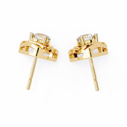 Trinity Wrap – 4.4mm Round Diamond Stud Earrings in 14K Gold