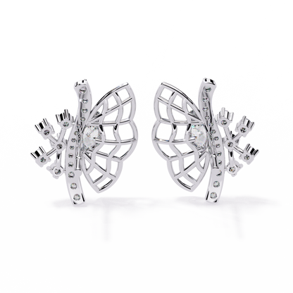 Wings of Grace – Marquise & Round Diamond Butterfly-Inspired Earrings in 14K Gold