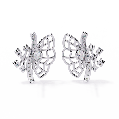 Wings of Grace – Marquise & Round Diamond Butterfly-Inspired Earrings in 14K Gold
