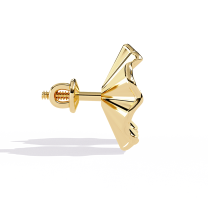 Golden Bloom – Ruffled Gold Studs with Diamond in 14K
