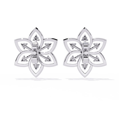 Floral Lattice – Diamond Petal Stud Earrings in 14K Gold