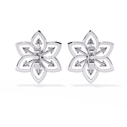 Floral Lattice – Lab Diamond Petal Stud Earrings in 14K Gold