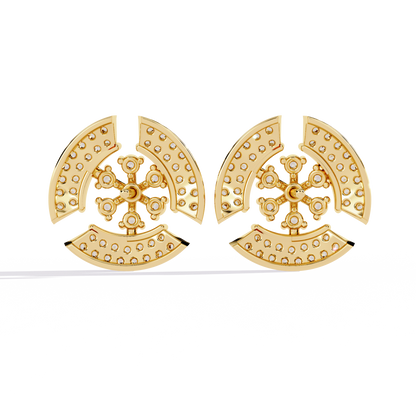 Radiant Halo – Lab Diamond Semi-Crescent Stud Earrings in 14K Gold