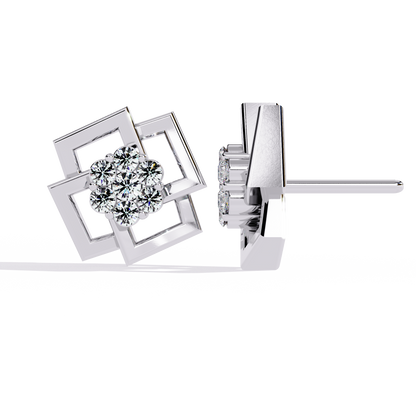 Geo Bloom – Diamond Cluster Stud Earrings in 14K Gold