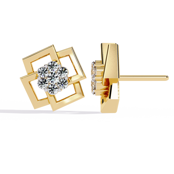 Geo Bloom – Diamond Cluster Stud Earrings in 14K Gold