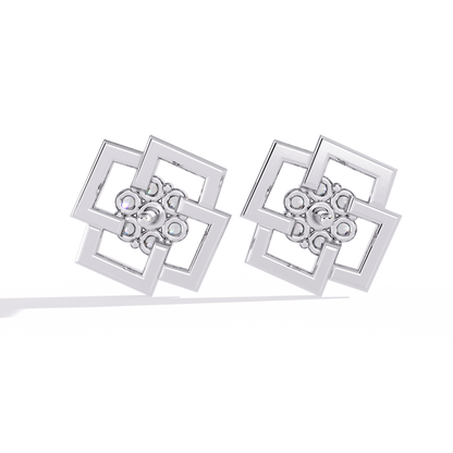 Geo Bloom – Diamond Cluster Stud Earrings in 14K Gold