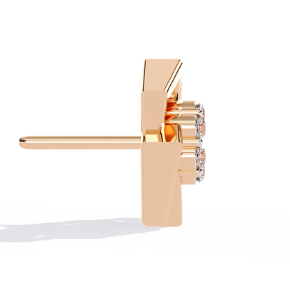 Geo Bloom – Diamond Cluster Stud Earrings in 14K Gold