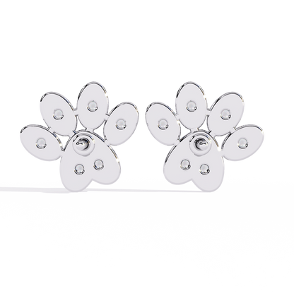 Paw Print – Lab Diamond Pet-Inspired Stud Earrings in 14K Gold