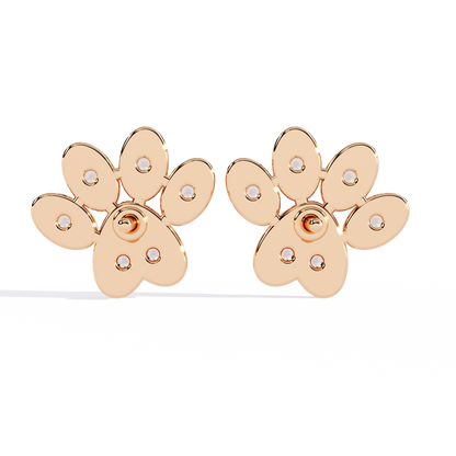 Paw Print – Lab Diamond Pet-Inspired Stud Earrings in 14K Gold