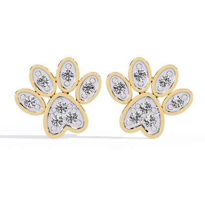 Paw Print – Lab Diamond Pet-Inspired Stud Earrings in 14K Gold