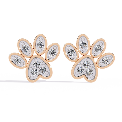 Paw Print – Lab Diamond Pet-Inspired Stud Earrings in 14K Gold
