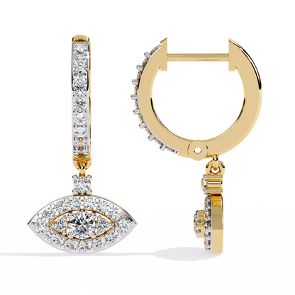 Marquise Drop – Lab Diamond Evil Eye-Inspired Dangle Earrings in 14K Gold
