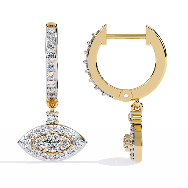 Marquise Drop – Diamond Evil Eye-Inspired Dangle Earrings in 14K Gold