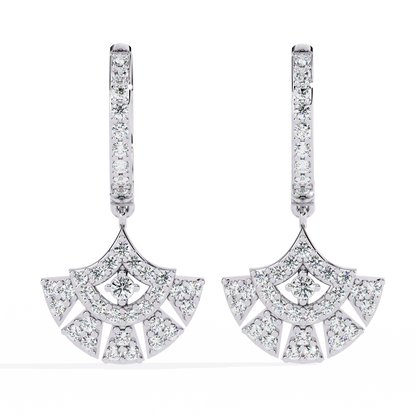 Radiant Fan Drop – Lab Diamond Scalloped Earrings in 14K Gold