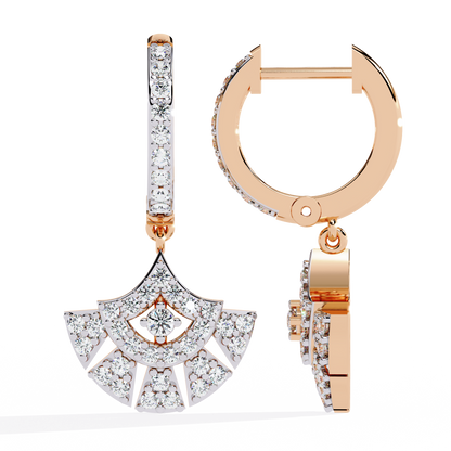 Radiant Fan Drop – Lab Diamond Scalloped Earrings in 14K Gold