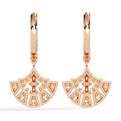 Radiant Fan Drop – Lab Diamond Scalloped Earrings in 14K Gold