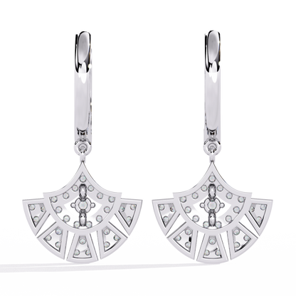 Radiant Fan Drop – Lab Diamond Scalloped Earrings in 14K Gold