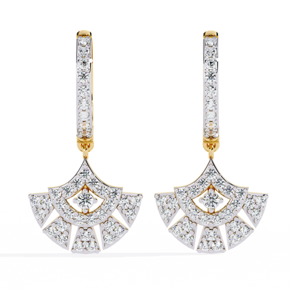 Radiant Fan Drop – Lab Diamond Scalloped Earrings in 14K Gold
