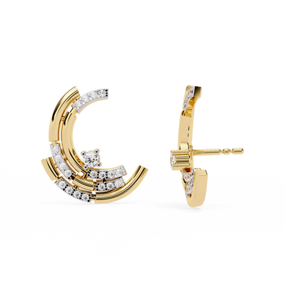 Luna Arc – Multi-Band Lab Diamond Stud Hoops in 14K Gold