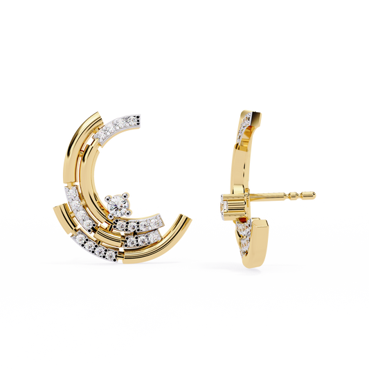 Luna Arc – Multi-Band Lab Diamond Stud Hoops in 14K Gold