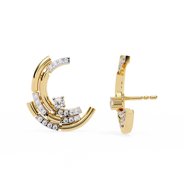 Luna Arc – Multi-Band Diamond Stud Hoops in 14K Gold